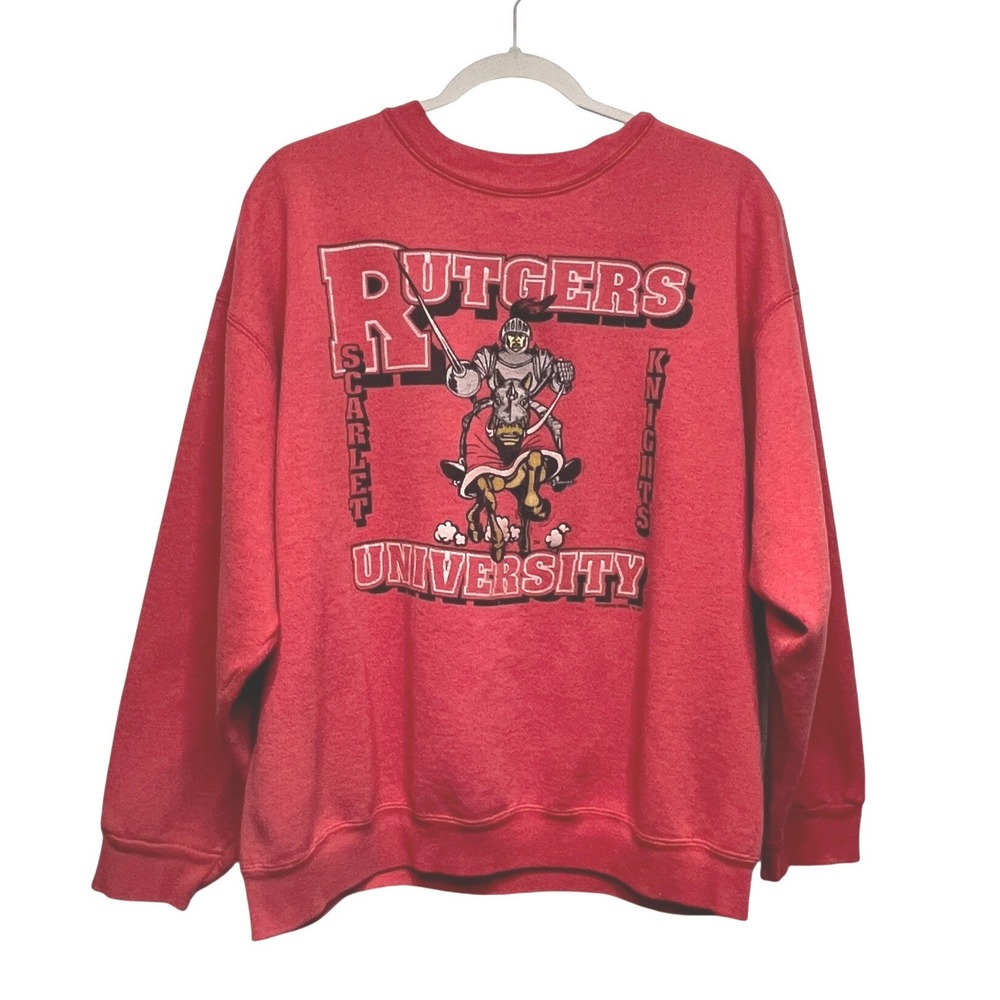 Vintage 1991 Rutgers University Scarlet Knights Tultex Sweatshirt Red Mens XL